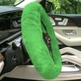 thumbnail image 3 of FH Group AFFH2016GREEN Green Doe16 Faux Rabbit Fur Steering Wheel Cover With Air Freshener, 3 of 6