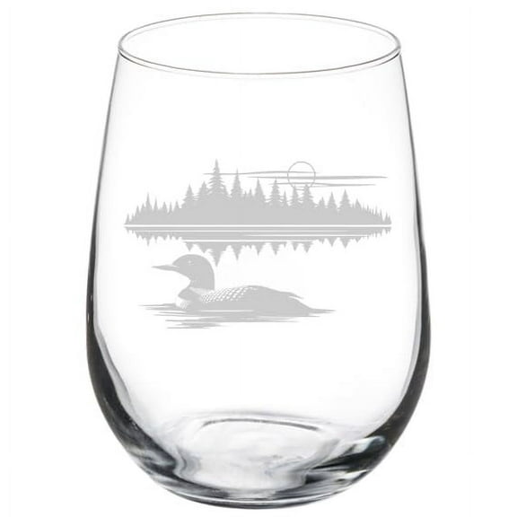Wine Glass Goblet Gift Lake Loon (17 oz Stemless)