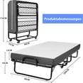 thumbnail image 3 of Cama Plegable 1 Persona 90X200cm Adultos Cama Supletoria Plegable con Colchón Viscoelástico 13cm Cama Plegable Metal Adulto con Ruedas Fácil De Transportar Y Montar esquí esquí Gafas de esquí, 3 of 5