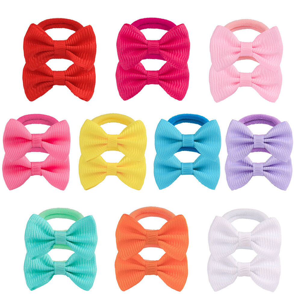 Peaoy 20PCS Baby Hair Ties with Bows for Infants Toddler Girls Grosgrain Ribbon Rubber Bands Elastic Ponytail Holders - image 5 of 5