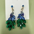 thumbnail image 5 of Vintage Peacock Dangle Earrings for Women 14K Gold Plated Green Crystal Feather Peafowl Statement Drop Dangling Stud Earring Boho Exaggerated Birthday Holiday Jewelry Gifts, 5 of 6