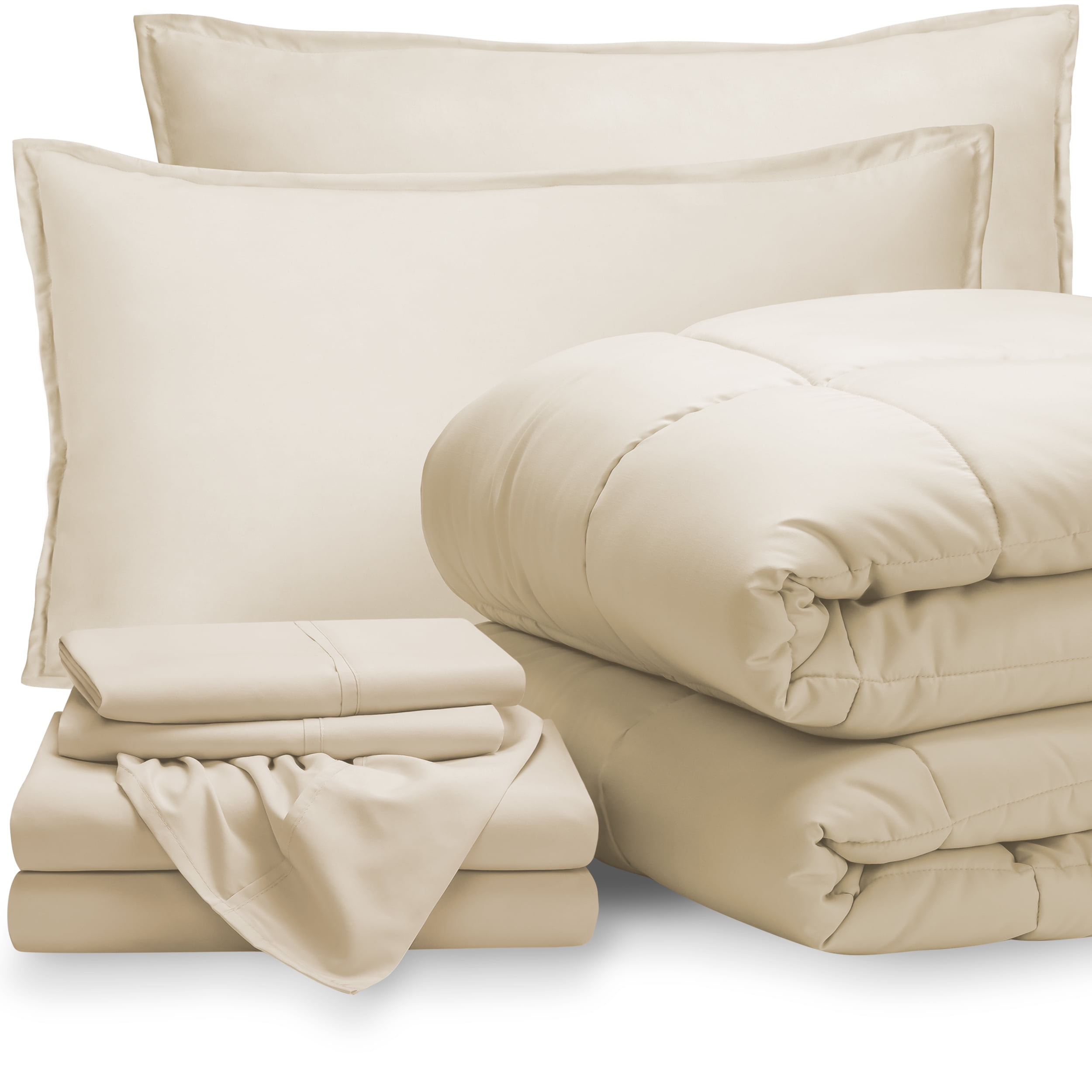 7Piece BedinaBag King Set Sand, Sheet Set Sand