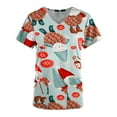 thumbnail image 4 of LSLJS Christmas Blouse de Soins Infirmiers de Noël pour Femmes, Imprimé, Col en V, Manches Courtes, avec Poche, Scrub Tops, 4 of 5