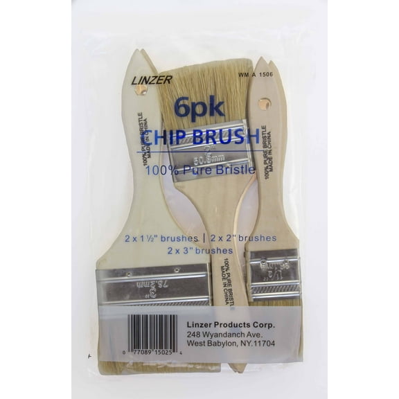 Linzer Natural Bristle Chip Paint Brush Set, 6 Piece