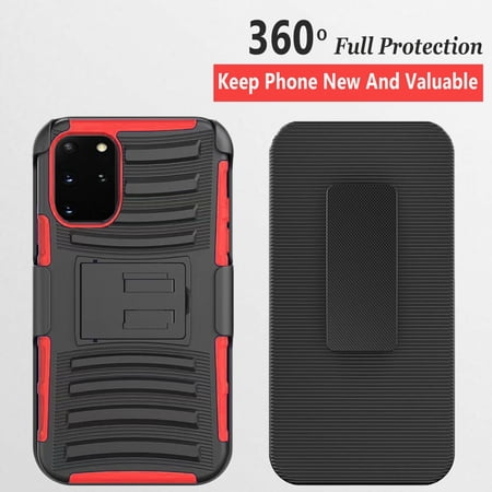 Samsung Galaxy Note 20 Case, Dual Layers [Combo Holster] And Built-In Kickstand Hybird Shockproof (Red)