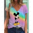 thumbnail image 3 of Camiseta de verano nueva para mujer, blusa de manga corta con cuello en V y estampado de Disney Minnie Mickey Mouse, camisetas de moda de talla grande para mujer, 3 of 5
