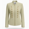 thumbnail image 4 of Maqroz Napoleon Jacket for Womens Stand Collar Long Sleeve Double Breasted Outerwear Gold Decor Buttons Tailored Structured Dressy Jacket for Evening Occasions, 4 of 7