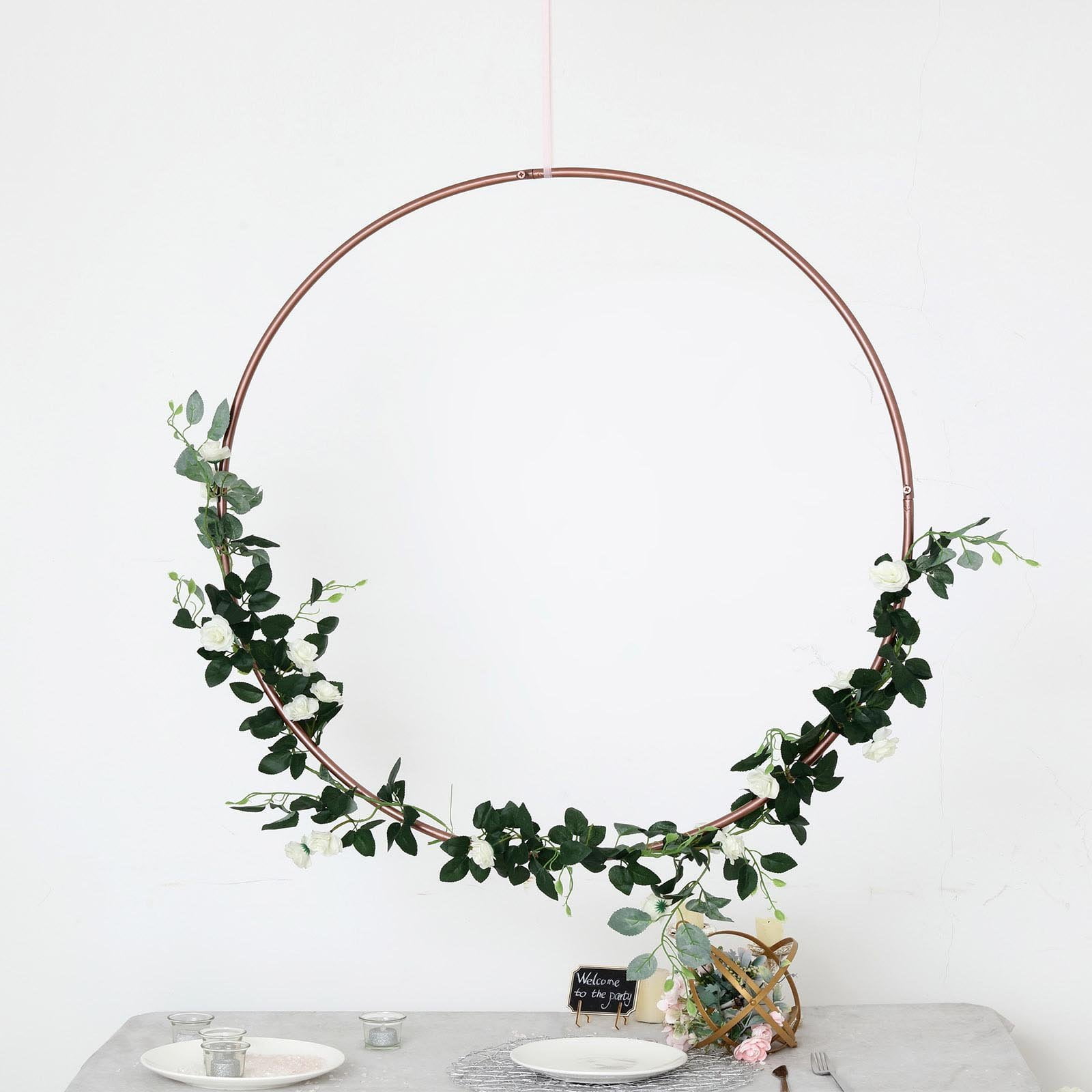 36" Rose Gold Heavy Duty Metal Floral Hoop Wreath Hanging Rings