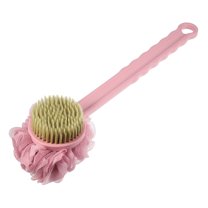 Unique Bargains Back Scrubber Double Side Long Handle Bath Brush Handle Brush for Bath Shower 15.35"x4.72"x4.13" Pink