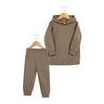 thumbnail image 2 of Toddler Boys Girls Active Sweatsuit 2PC Long Sleeve Brown Pullover Hoodie Sweatpants Set Winter Clothes Girls Clothes Size 2T, 2 of 8
