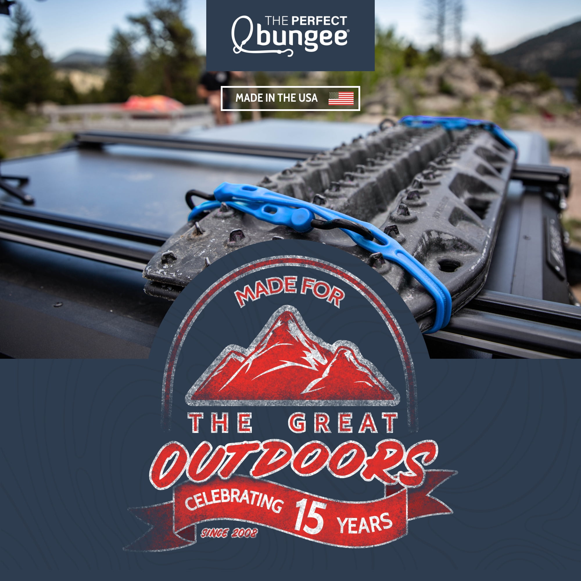 The Perfect Bungee 36” Adjust-A-Strap Poly Bungee Strap, 2X Stretch, UV Resistant, Blue, 4PK