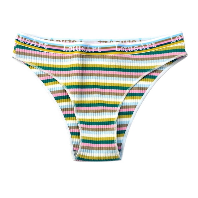 Braguitas de algodón de cintura baja, sexys, para chica, con rayas dulces