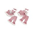 thumbnail image 2 of Spewahor Toddler Baby Girl Christmas Santa Outfits 6 12 18 24 Months 2T 3T 4T Plush Patchwork Round Neck Tops + Elastic Waist Flare Pants, 2 of 9