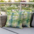 thumbnail image 4 of Blue Green Gradient Pillow Covers 2 Pack Geometric Grids Pillowcase Waterproof Outdoor Throw Pillow Cover for Patio Garden Square Cushion 20”x20”, 4 of 9