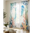 thumbnail image 5 of Jellyfish Coastal Sheer Curtains 84 Inch Length 2 Panels Set for Living Room/Bedroom, Summer Nautical Starfish Coral Beige Kitchen Curtains Grommet Semi-Sheer Curtains Window Treatments 52"x84"x2, 5 of 7