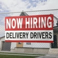 thumbnail image 2 of Now Hiring Delivery Drivers 13 oz Heavy Duty Vinyl Banner Delivery Driver Jobs Available Help Wanted Sign for Business Indoor/Outdoor Single-Sided with Metal Grommets(1.5x5 ft, Wh & Re & Bk), 2 of 6