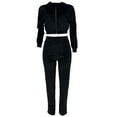 thumbnail image 4 of UPPADA Fall Outfit Sets for Women 2 Piece Outfits Velvet Sweatsuit Set Casual Long Sleeve Pullover Tops and Wide Leg Sweatpant Tracksuit Sets Lounge Matching Set Black,L, 4 of 7