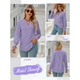 thumbnail image 7 of ZXSXSY Women Notch V Neck Ruffle Long Sleeve Solid Color Hollow Out Blouse, 7 of 7