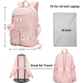 thumbnail image 3 of AO ALI VICTORY Laptop Backpack 15.6 inch College Backpack Large Schoolbag Anti Theft Travel Backpack Casual Daypack Schoolbag Teen Ladies (Pink), 3 of 7