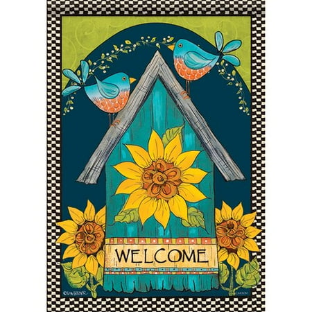 - Carson Home Accents Birds Welcome Birdhouse 2-Sided Polyester Garden Flag