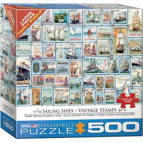 Sailing Ships Vintage Stamps 500-Piece Puzzle