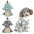 thumbnail image 1 of Paquete de 2 pijamas para perros pequeños, mono general, pijama con capucha de forro polar de invierno para cachorros con chaqueta de 4 patas, ropa de abrigo (verde + gris), 1 of 6