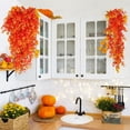 thumbnail image 4 of 2pcs Artificial Fern Plants Fake Hanging Plants, Outdoor Faux Plants Uv Resistant Suitable for Fall Spring Bedroom Living Room Balcony Office Party Home Decorations(Orange), 4 of 7