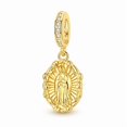 thumbnail image 1 of Dije de Virgen María con Aureola Floral Dorada Bañado en Plata, 1 of 7
