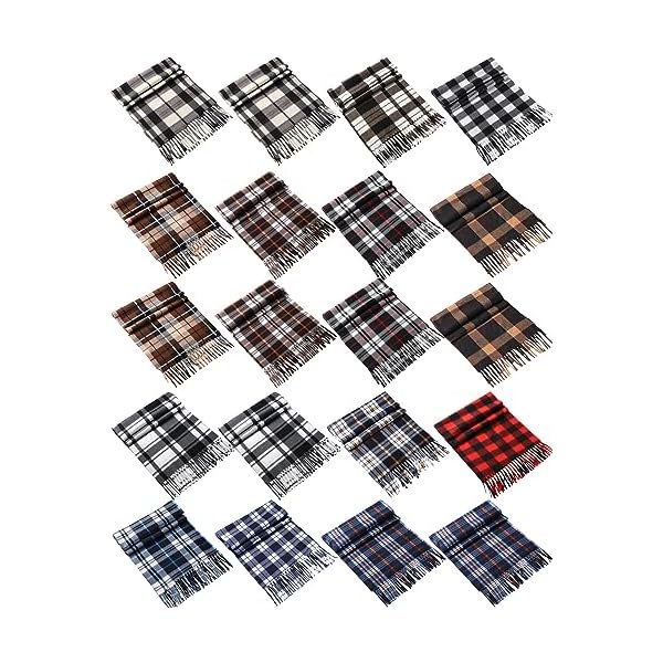 wonima44 20 Pcs Winter Scarfs Bulk Unisex Plaid Scarves Pack Warm Fleece Knit Winter Neck Scarf Multi Color Long Scarfs for Women Men,57 x 12 Inch
