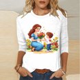 thumbnail image 3 of JTZGDY Mama Shirts for Women Cute 3/4 Length Sleeve Printed Crew Neck Basic Tunic Tees Blouses Trendy Oversized Comfy Holiday Gift T-Shirts Lightweight Pullover Tops White#05 L, 3 of 6