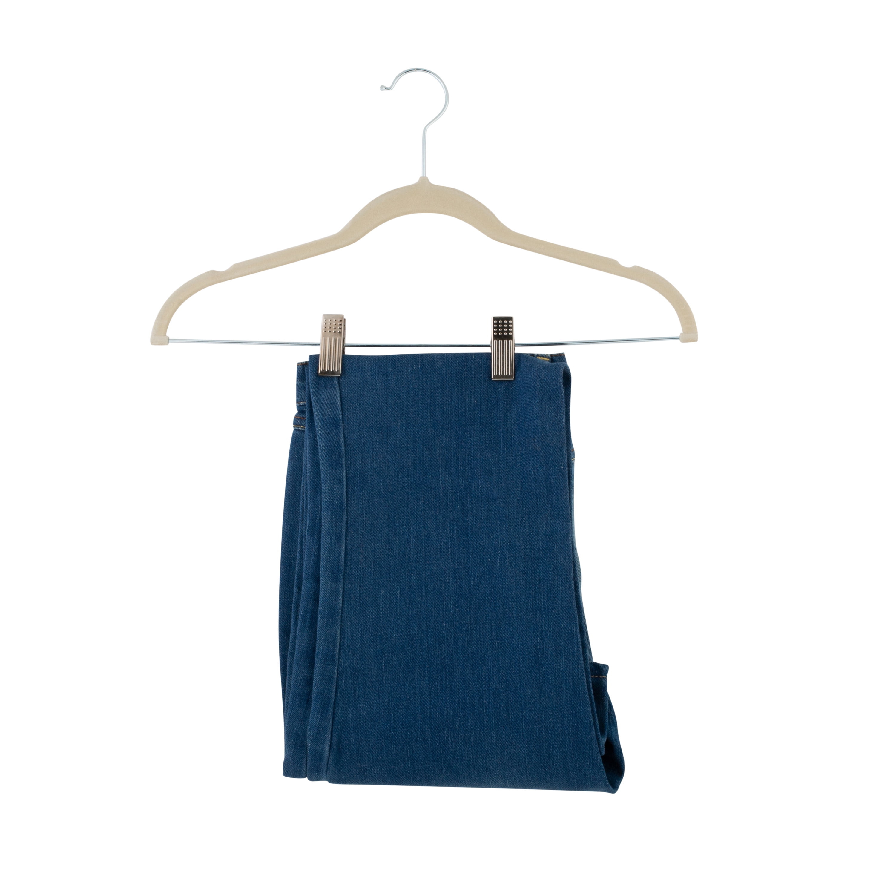 Simplify 120 Pack Velvet Skirt and Pants Hangers with Clips, Adult Size, Ivory