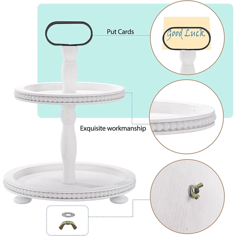 Urban Deco Two-Tier Round Wooden Tray, White photo 8