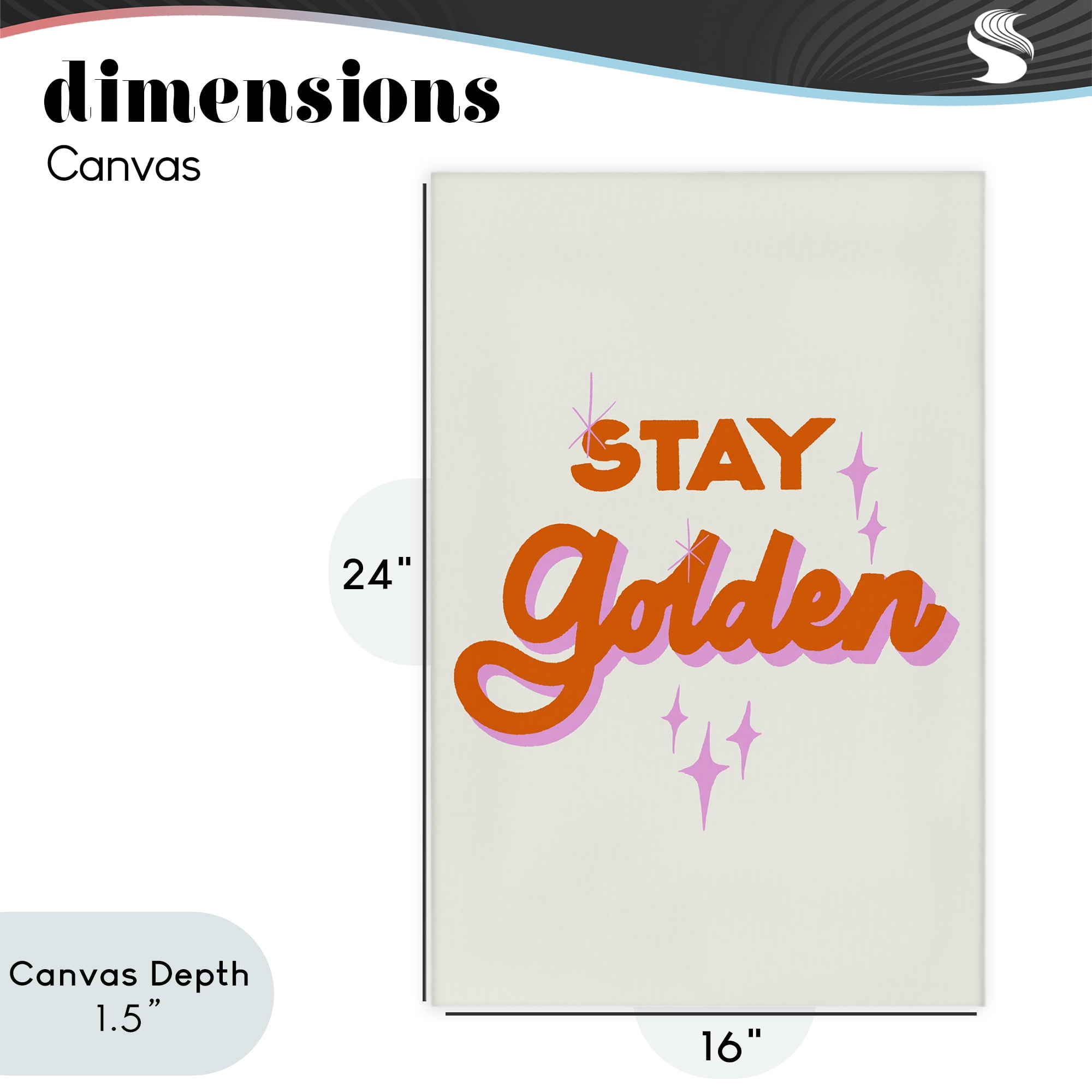 Stupell Industries Stay Golden Retro Letters Canvas Wall Art, design by Indira Prieto | IndySign