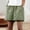 #0355-Army Green, variant on Womens Linen Blend Shorts, Solid Casual Summer Bottoms, Elastic Waist Comfy Pocket Pants, Breathable 5 Inch Shorts Gift