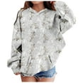 thumbnail image 6 of XDDLITP Camo Hoodie for Girls Kids Maple Leaf Print Long Sleeve Sweatshirts Plus Size Drop Shoulder Loose Fit Pullover with Pocket,Gray 130, 6 of 6