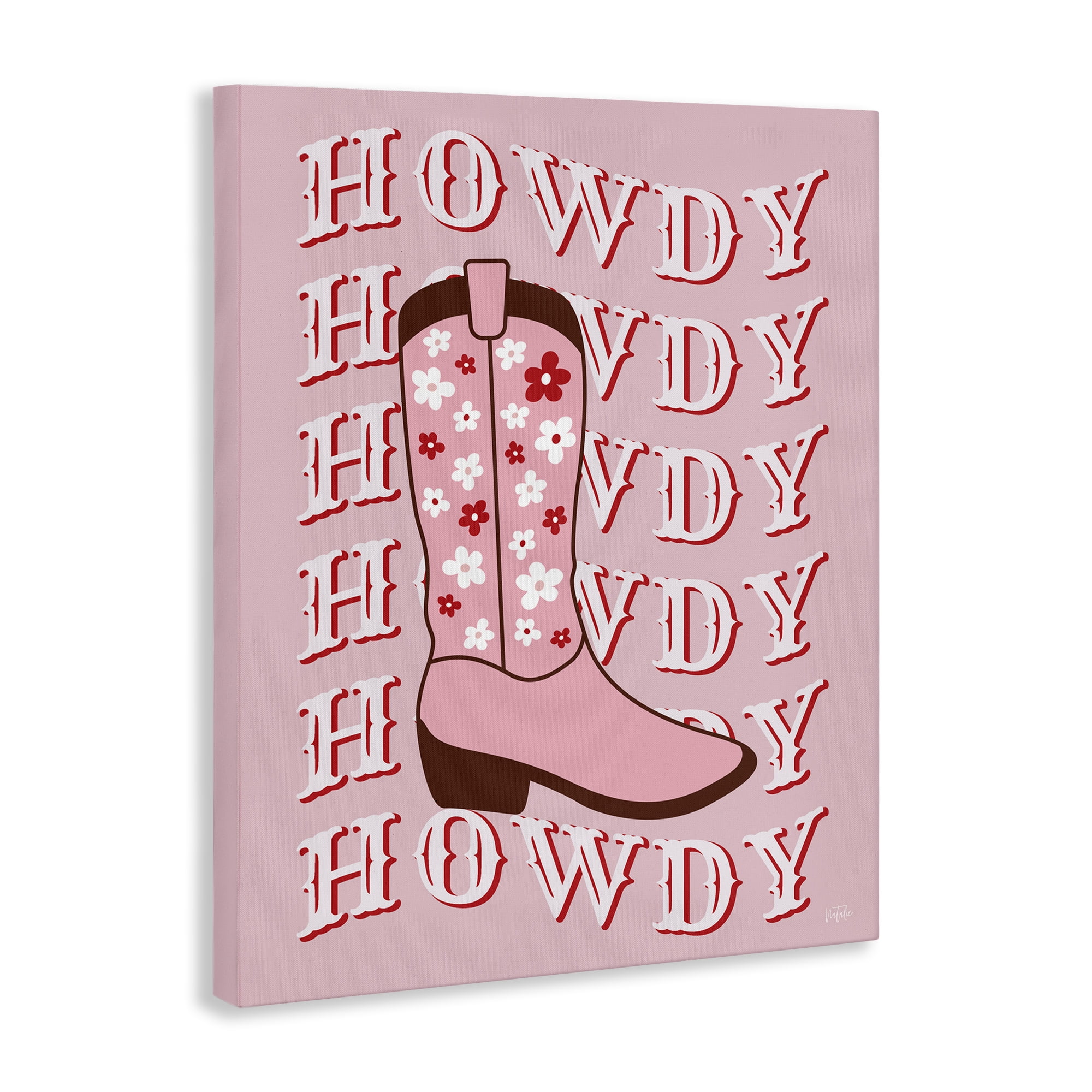 Stupell Industries Howdy Pastel Cowgirl Boot Fashion Painting Wrapped Canvas Art Print Wall Art, 24 x 30