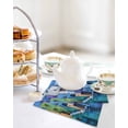 thumbnail image 4 of Abstract Blue Kitchen Dish Towels for Drying Dishes Set of 2, Painting Buildings Geometric Modern Art Waffle Weave Microfiber Hand Tea Bathroom Towels Quick Dry & Absorbent Towel 12x12, 4 of 7