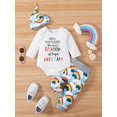 thumbnail image 2 of Baby Boys Girls Bodysuit & Pants & Hat With Cartoon Graphic Baby Clothes Baby Layette Sets, 2 of 5