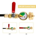 thumbnail image 5 of Propane Refill Adapter Hose with Gauge, 4FT/48'' Propane Tank Refill Adapter Extension Hose for 1LB Propane Gas Tanks with ON/Off Control Valve, 2X 1lb Propane Bottle Caps Included, 5 of 10
