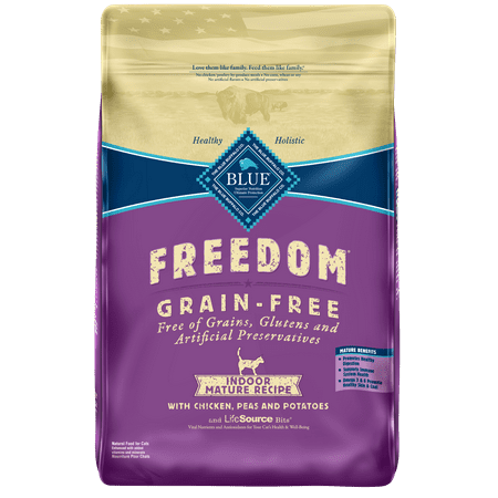 Blue Buffalo Freedom Grain Free Natural Indoor Mature Dry Cat Food, Chicken,