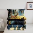 thumbnail image 5 of Manfei Woodland Wildlife Print Full Size Comforter Sets,Kawaii Deer Bedding Comforter Set,Brown,Black Reversible,3pcs,1 Comforter and 2 Pillowcases, 5 of 7