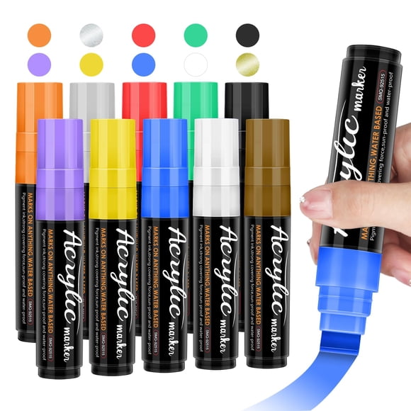 Marcadores de pintura acrílica Jesew 10 Jumbo Colors a prueba de agua