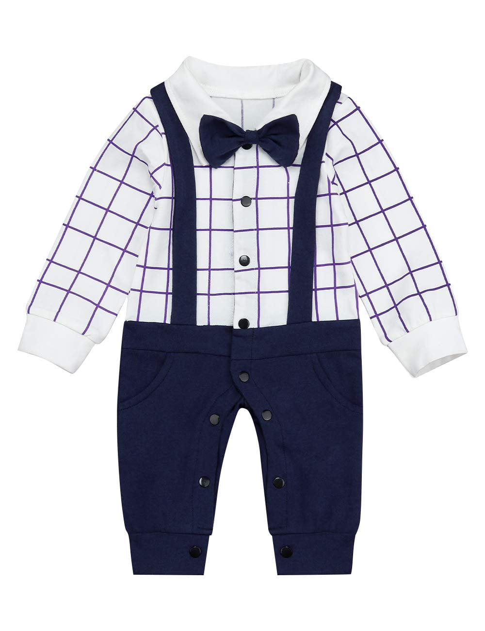 Newborn Boys Gentleman Romper One-Piece Baby Tuxedo Formal Suit Wedding Outfit