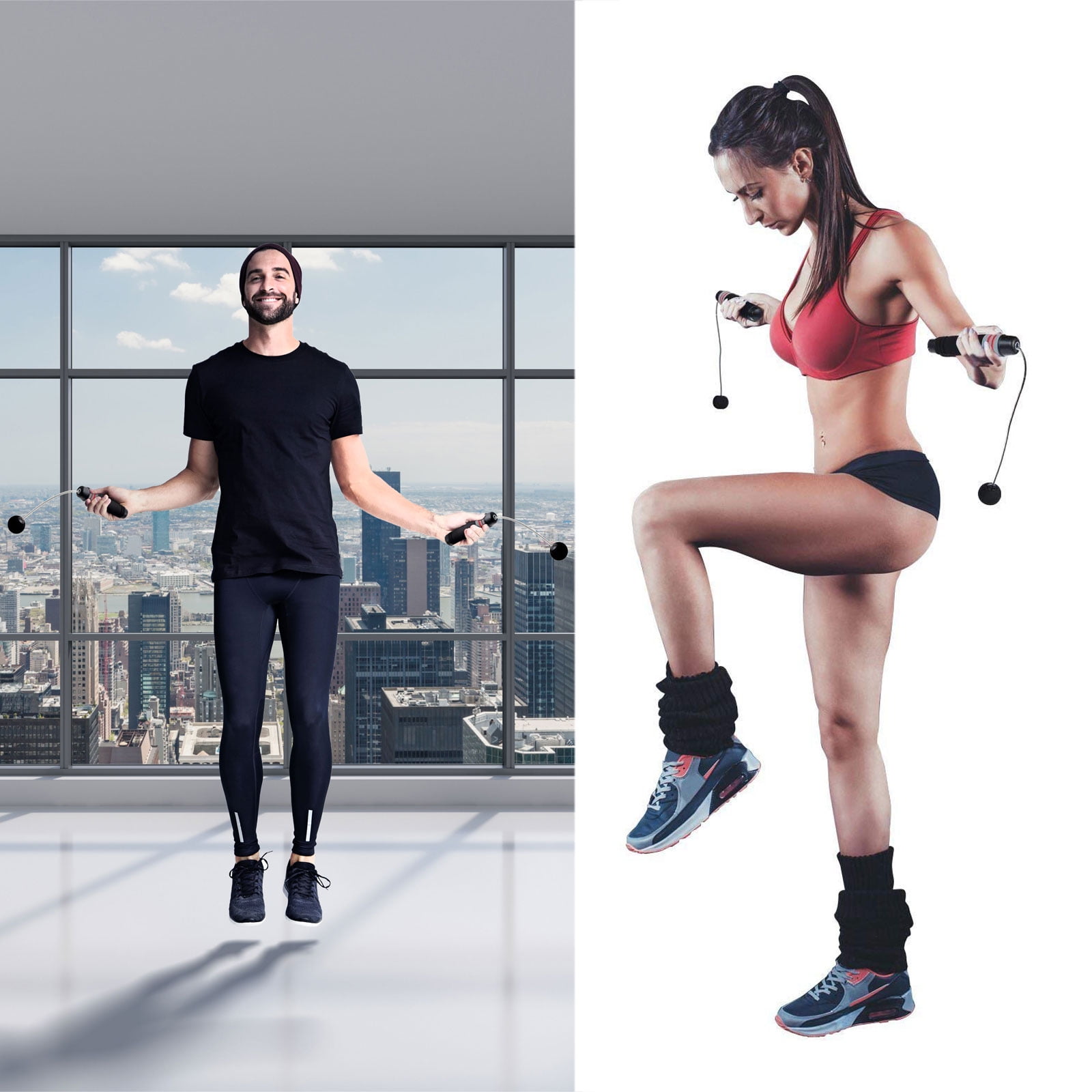 Ueasy Cordless Jump Rope With Anti-slip Memory Sponge Handles, Fitness Tangle Free Ropeless, For Home Office Bedroom Outdoors Crossfit Speed Jump Rope for Women Men Kids