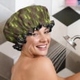 thumbnail image 5 of Shower Caps,Green Bigfoot and Tree Pattern Waterproof Shower Cap for Women 4 Pieces,Double Reusable Hair Cover for Shower PEVA Elastic Stretch Hem, 5 of 7