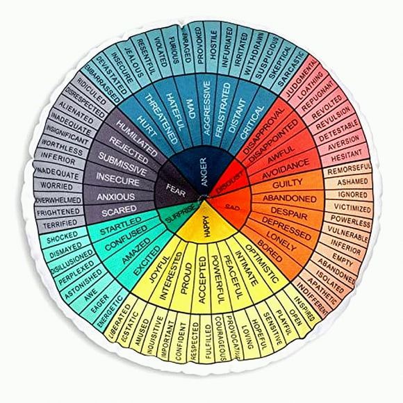 EmoComfort Round Floor Pillow - Therapist Approved Circle Seating Cushion for Home and Office Decor - Dark Colors, 20 x 20 Inch Feelings Mat