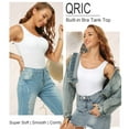 thumbnail image 7 of Qric 2 Pieces Women's Basic Wide Strap Tank Top Round Neck Cami With Built-in Shelf Bra, 7 of 7