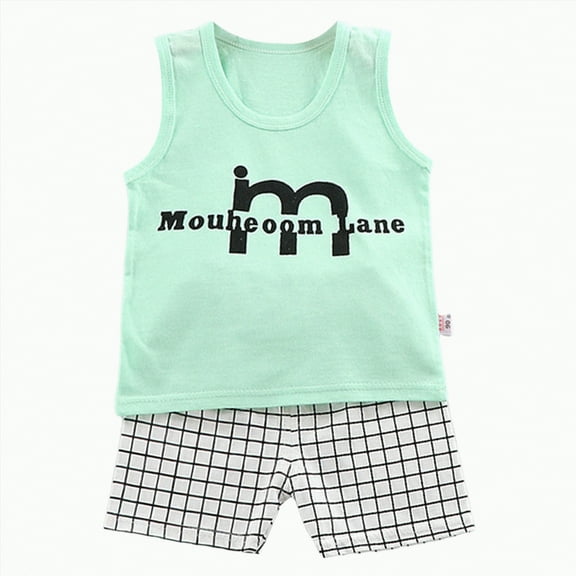 Baby Boy Outfits Toddler Clothes Kids Boys Spring Summer Cotton Round Neck Printed Short Sleeved Beach 3 6 12 18 24 Months 3T Tops Shorts T-shirt Shorts Two Pieces Set