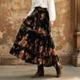 thumbnail image 4 of Wxolcjlv Women's Floral Print Tiered Maxi Skirt Elastic Waist Vintage Bohemian Long Skirts, 4 of 5