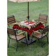 thumbnail image 3 of Outdoor Tablecloth with Umbrella Hole and Zipper, Red Black Christmas Square Table Cloth 60x60 Inch Waterproof Tablecloth, Xmas Winter Gnomes Buffalo Plaid Picnic Table Cover for Patio Camping, 3 of 7